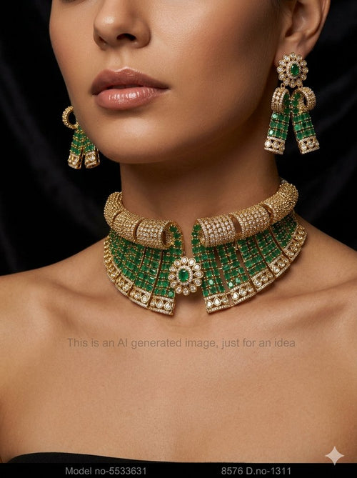Articfical Diamond AD Necklace Set