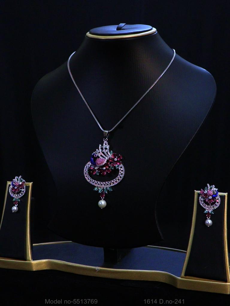 American Diamond Pendant Set - Style 3 - Amaara World