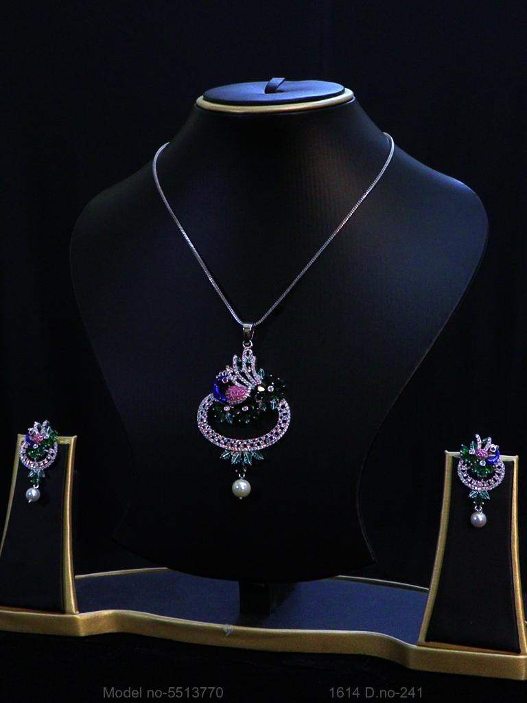 American Diamond Pendant Set - Style 4 - Amaara World