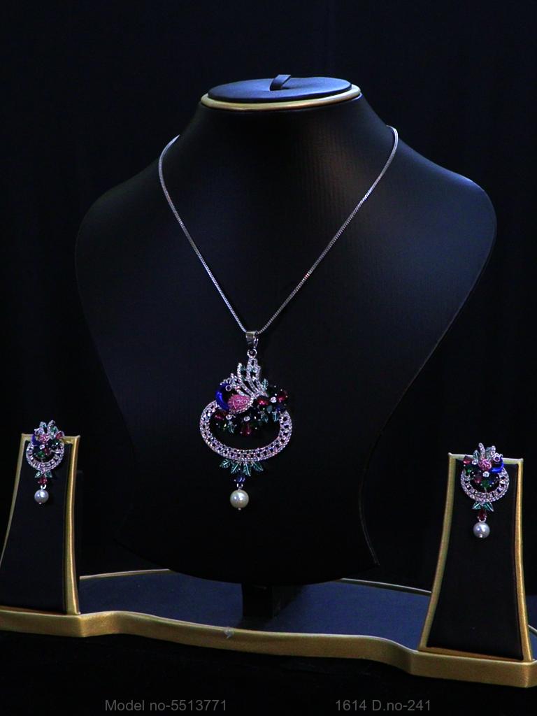 American Diamond Pendant Set - Style 5 - Amaara World