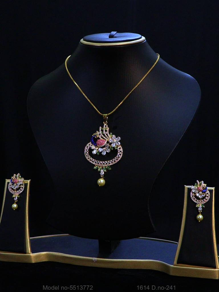 American Diamond Pendant Set - Style 6 - Amaara World