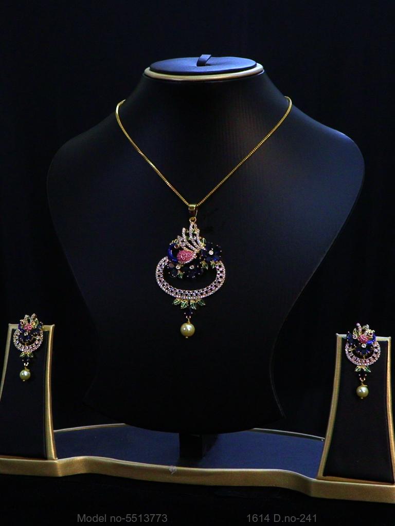 American Diamond Pendant Set - Style 7 - Amaara World