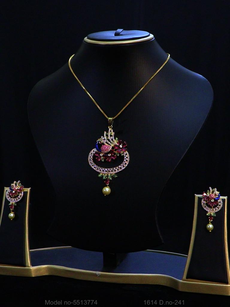 American Diamond Pendant Set - Style 8 - Amaara World