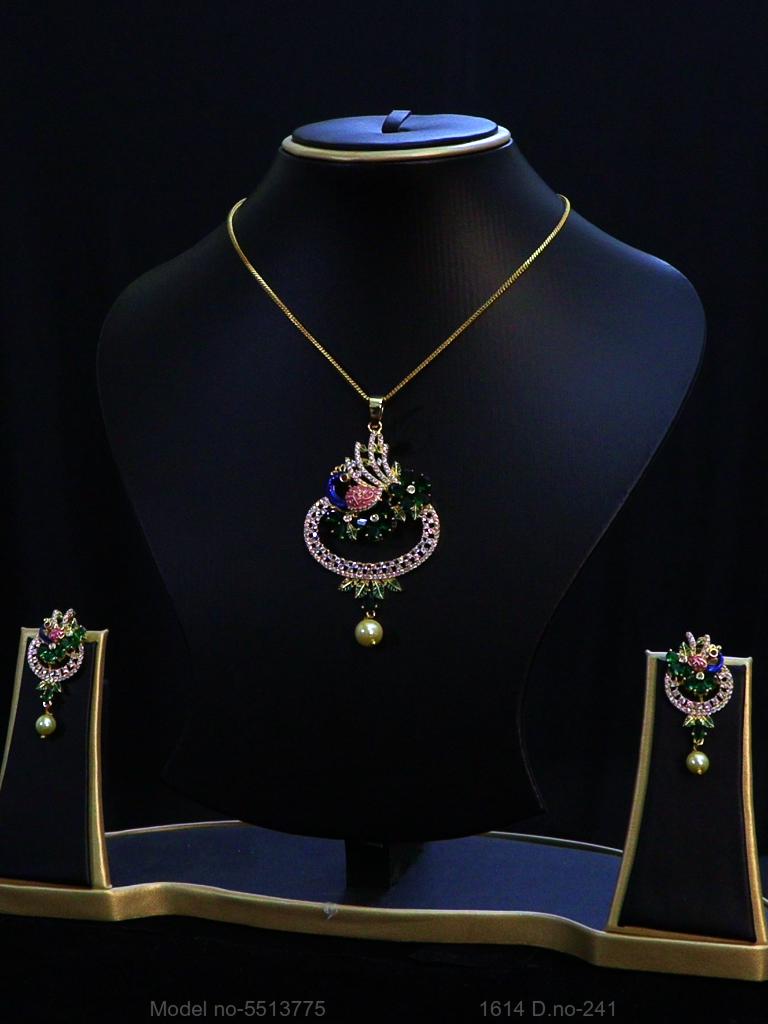 American Diamond Pendant Set - Style 9 - Amaara World