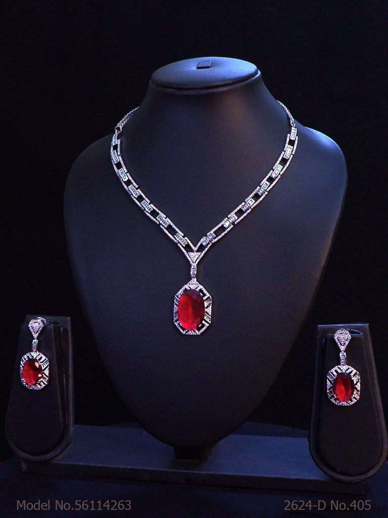 Light weighted CZ Necklace Set - View 2