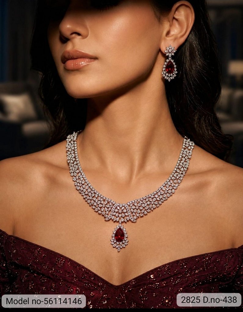 American Diamond Necklace Set | Wonderful Gift Item - Style 3 - Amaara World