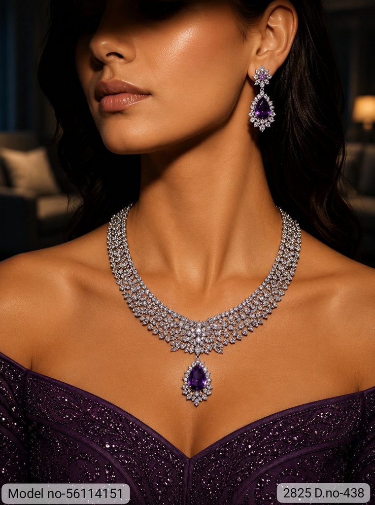 American Diamond Necklace Set | Wonderful Gift Item - Style 8 - Amaara World