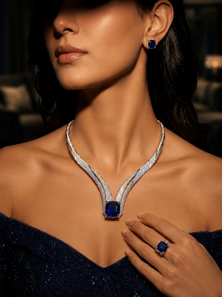 Original Cubic Zircon | Classic Necklace Set - Style 1 - Amaara World