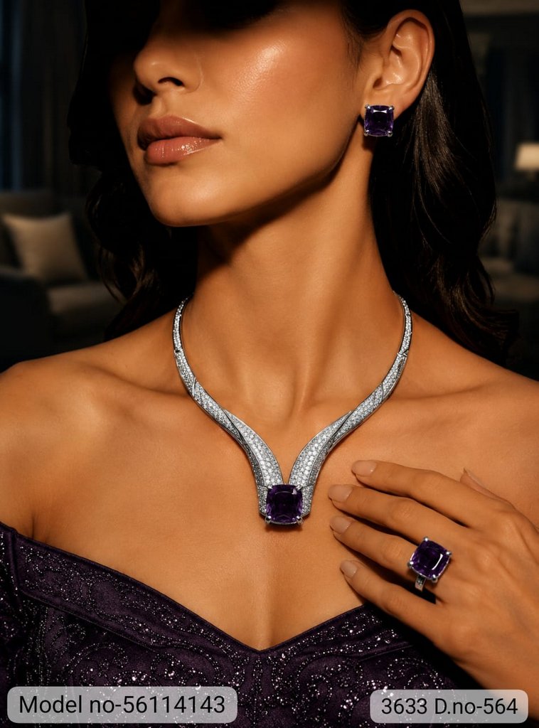 Original Cubic Zircon | Classic Necklace Set - Style 5 - Amaara World