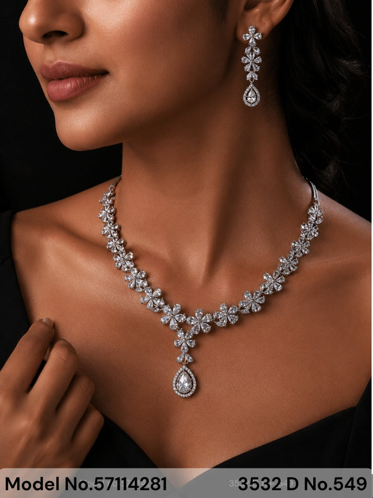 Classic yet Trendy | Cz Fashion Necklace Set - Style 1 - Amaara World