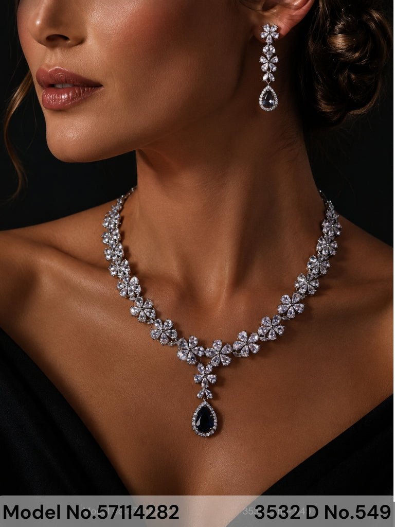 Classic yet Trendy | Cz Fashion Necklace Set - Style 2 - Amaara World