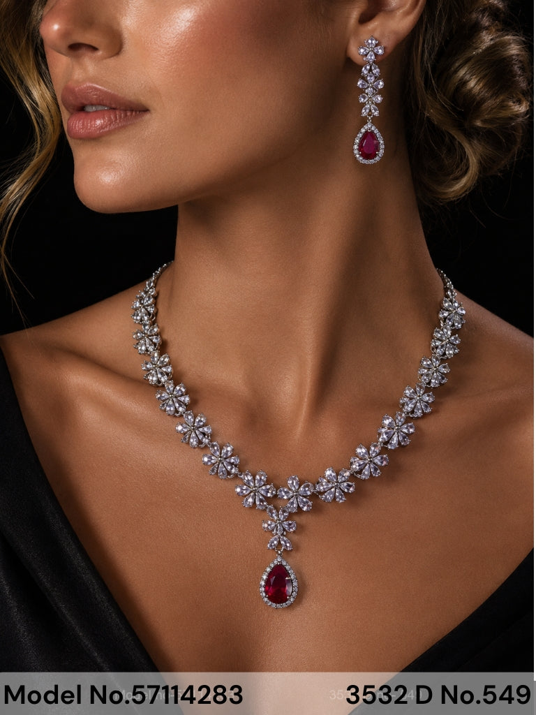 Classic yet Trendy | Cz Fashion Necklace Set - Style 3 - Amaara World