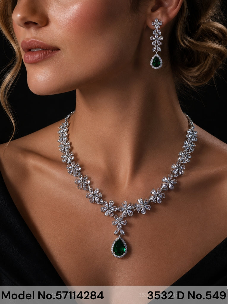 Classic yet Trendy | Cz Fashion Necklace Set - Style 4 - Amaara World