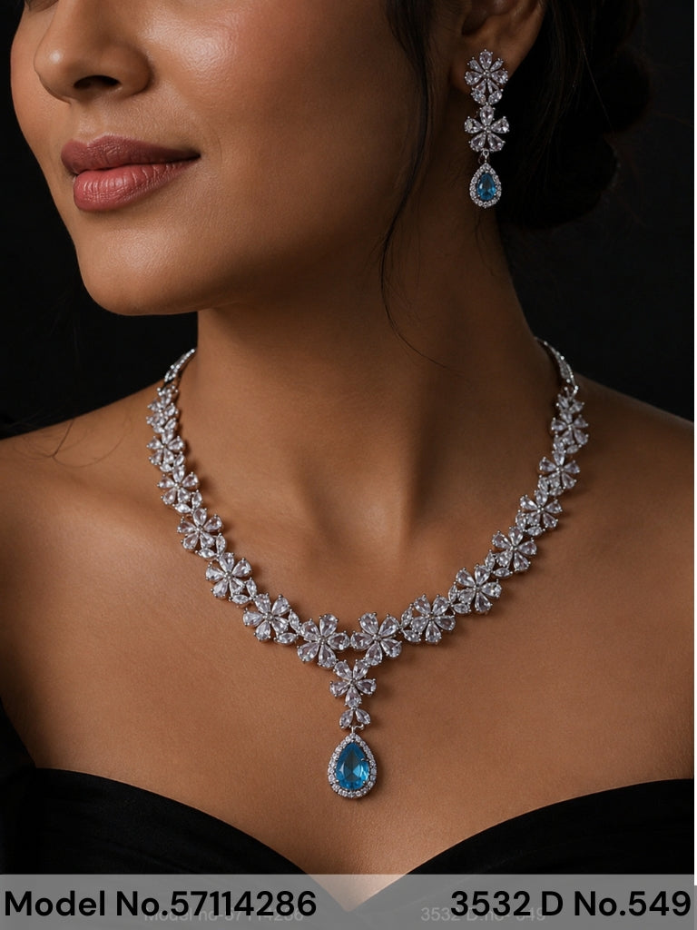 Classic yet Trendy | Cz Fashion Necklace Set - Style 5 - Amaara World