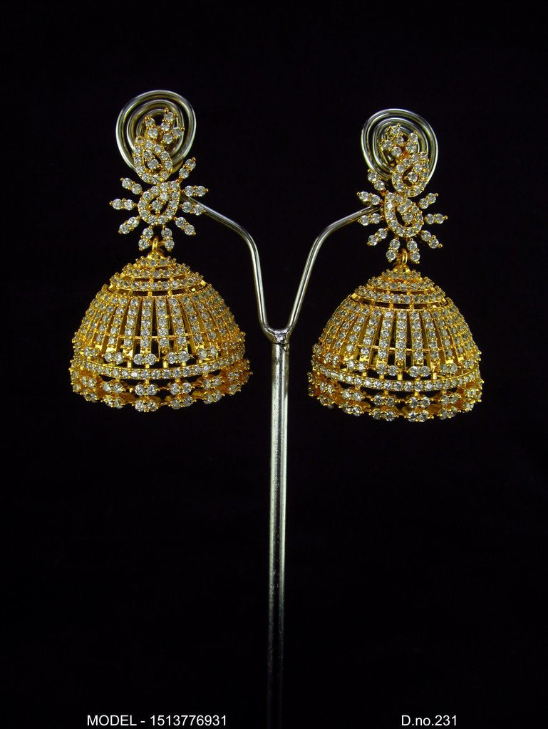 Cz Designer Long Earrings - Amaara World USA - SKU 776931