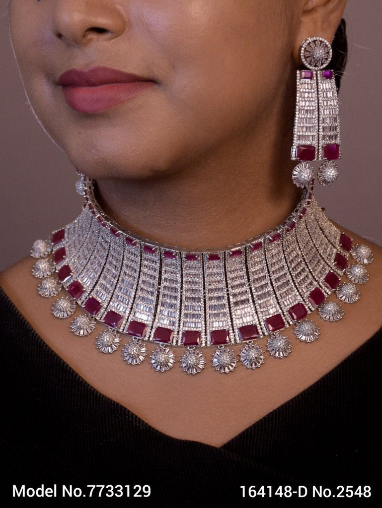 Articfical Diamond AD Necklace Set - 7733127 - Color variant