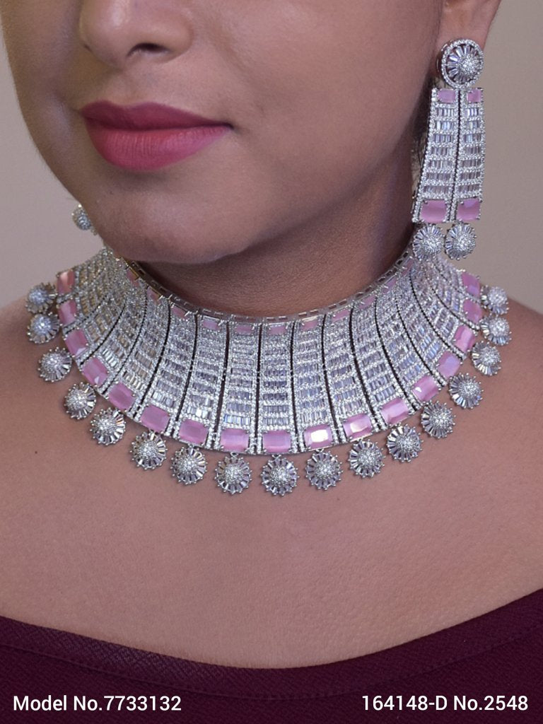 Articfical Diamond AD Necklace Set - 7733127 - Color variant