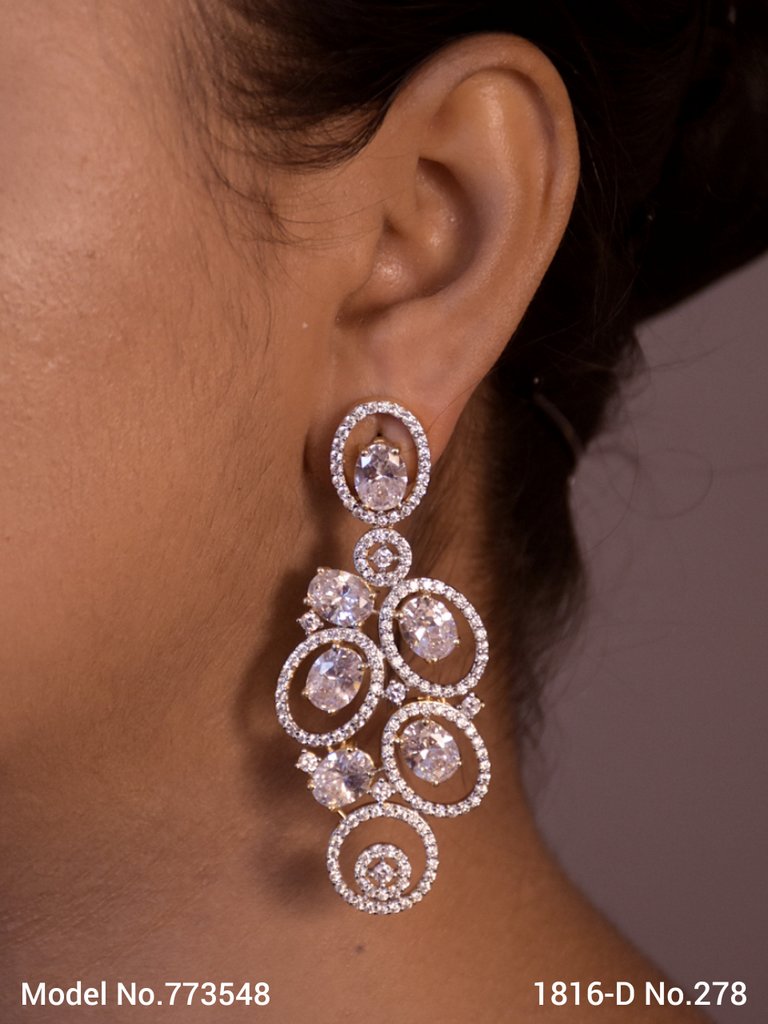 Artificial Diamond | Cz Earrings - View 2 - Amaara World