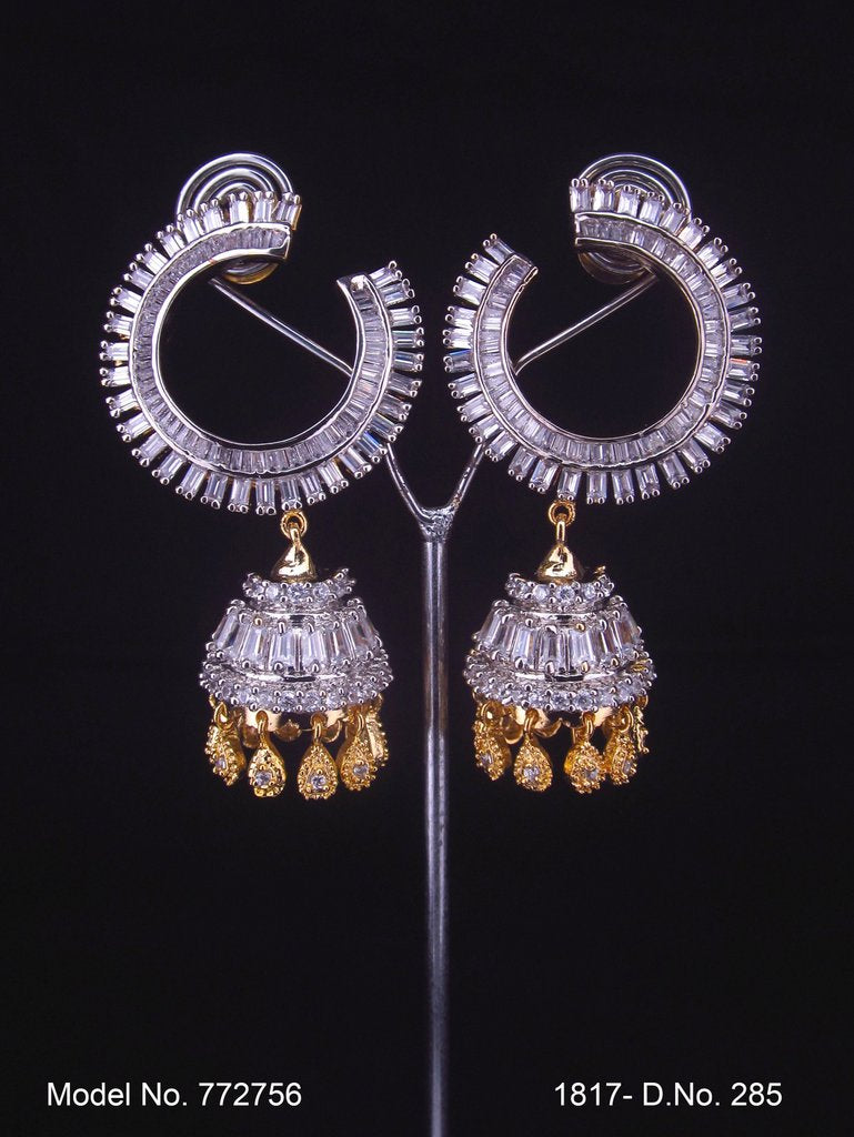 Designer Handmade Cz Earrings - View 2 - Amaara World