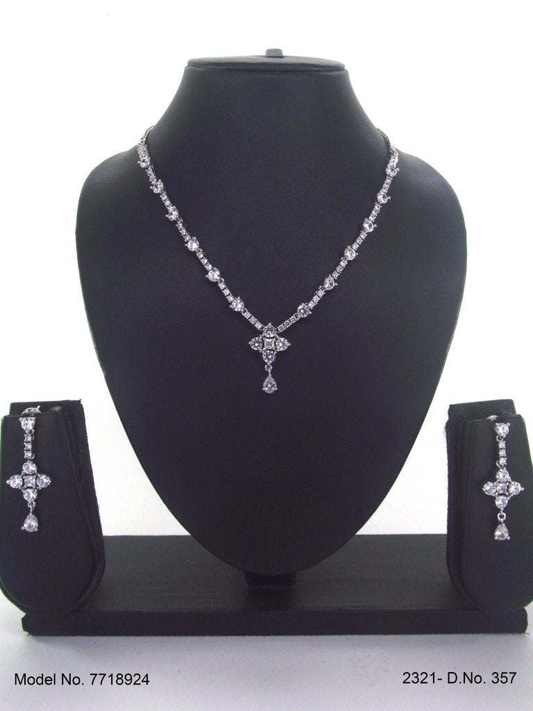 Classic yet Trendy | Cz Fashion Necklace Set - Style 1 - Amaara World