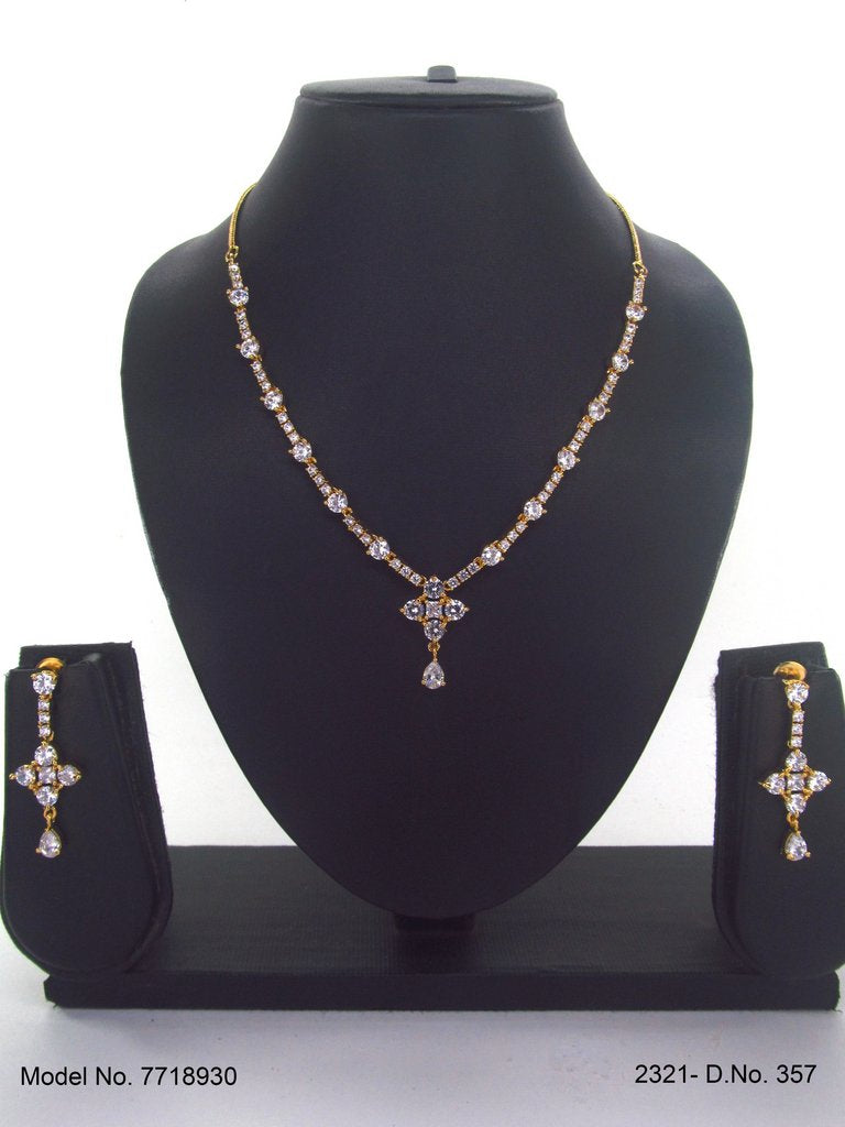 Classic yet Trendy | Cz Fashion Necklace Set - Style 4 - Amaara World