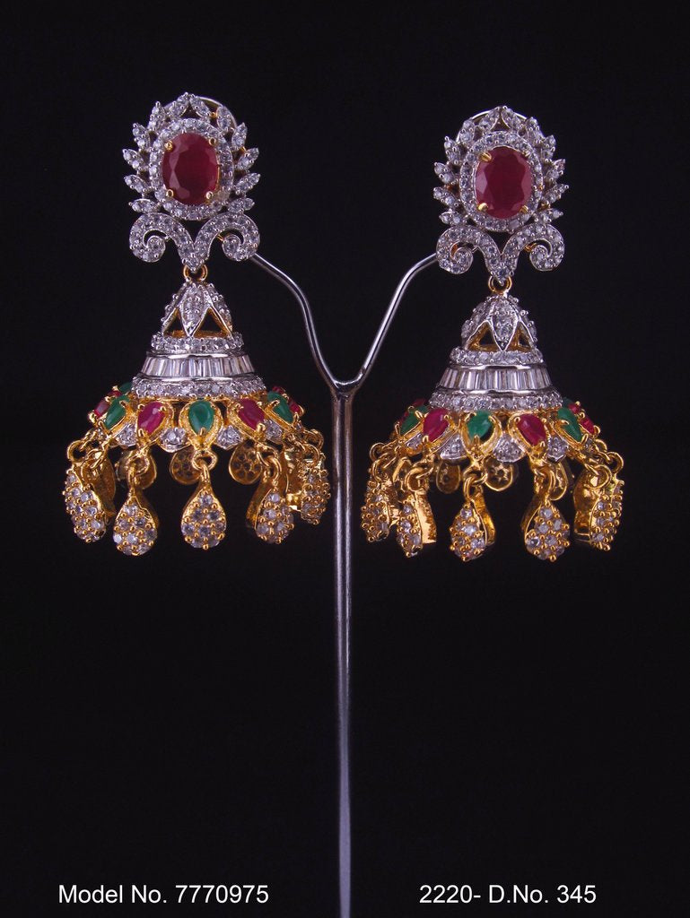 Cz Designer Long Earrings - Style 1 - Amaara World
