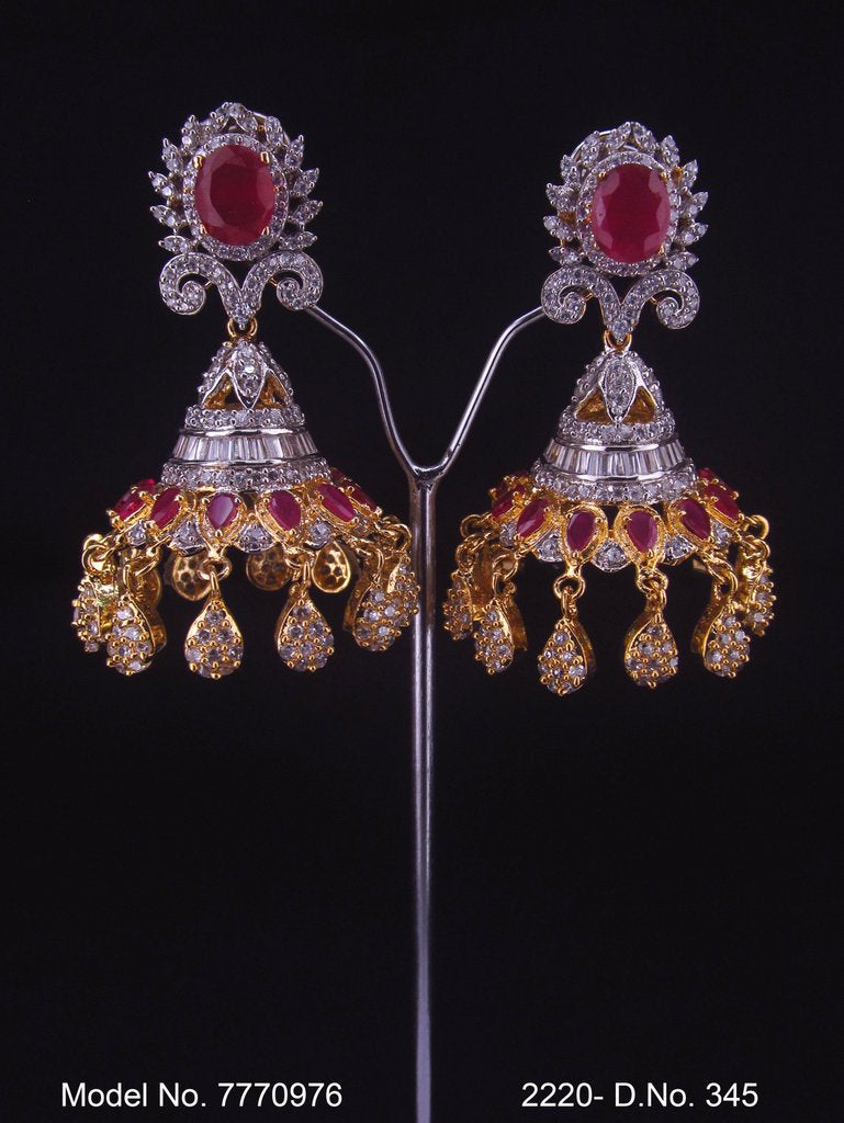 Cz Designer Long Earrings - Style 2 - Amaara World