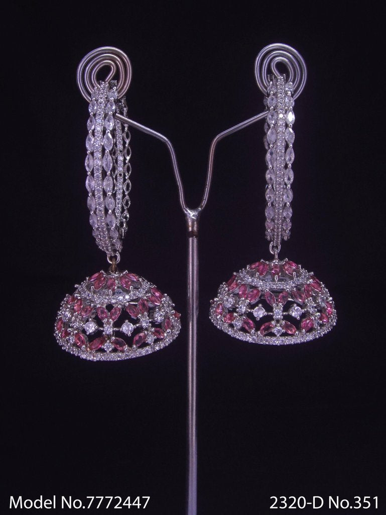 CZ Jhumka Earrings - Amaara World USA - SKU 7772447