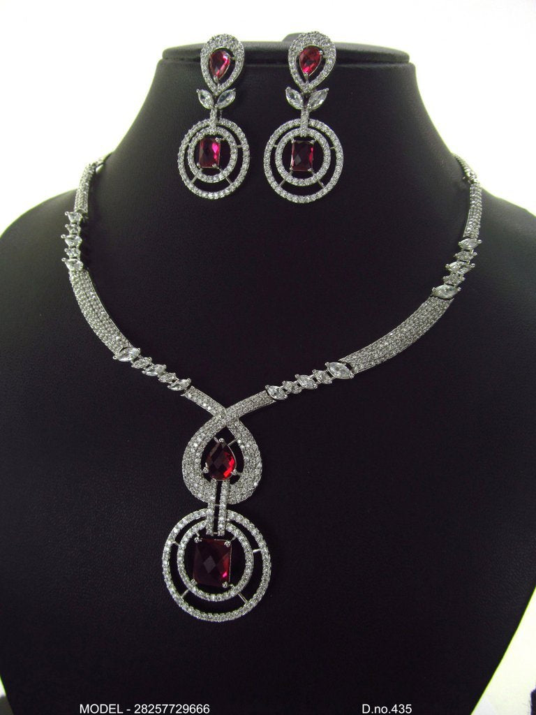 Fashion Necklace Set | Artificial Diamonds / Zircons - Amaara World USA - SKU 7729666