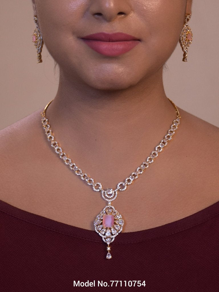 Original Cubic Zircon | Classic Necklace Set - View 2 - Amaara World