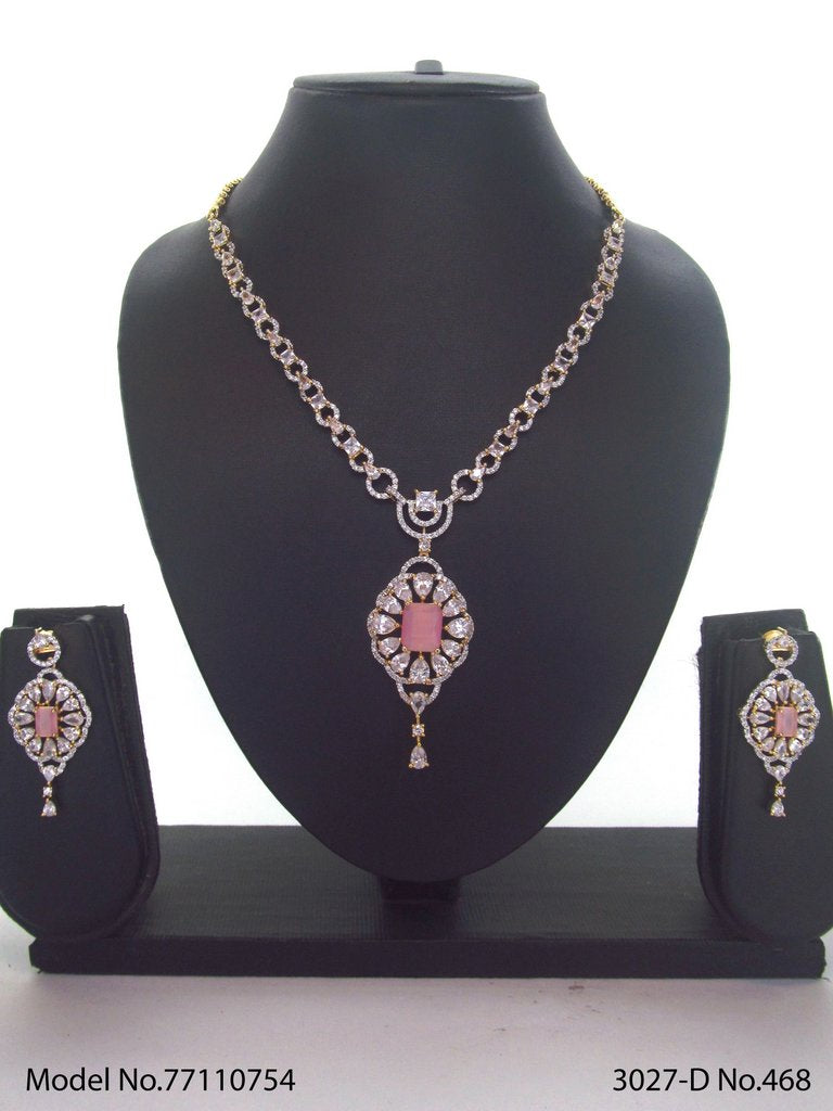 Original Cubic Zircon | Classic Necklace Set - View 3 - Amaara World