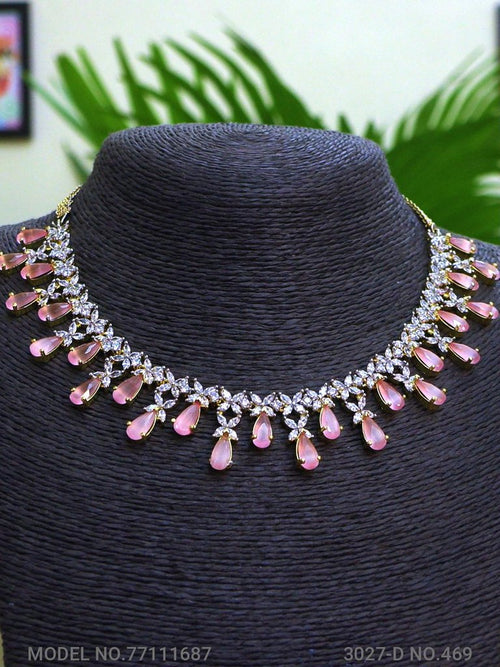 Classic yet Trendy | Cz Fashion Necklace Set - View 2 - Amaara World