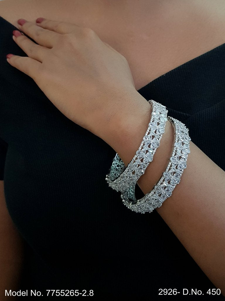 Golden Spark CZ Bangles - View 2 - Amaara World