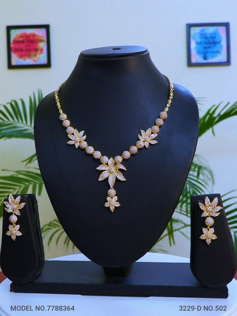 Traditional Design | American Diamond Jewelry Set - Amaara World USA - SKU 7788364