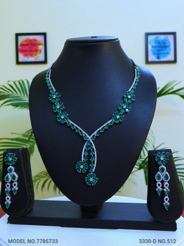Fashion Necklace Set | Artificial Diamonds / Zircons - Style 2 - Amaara World