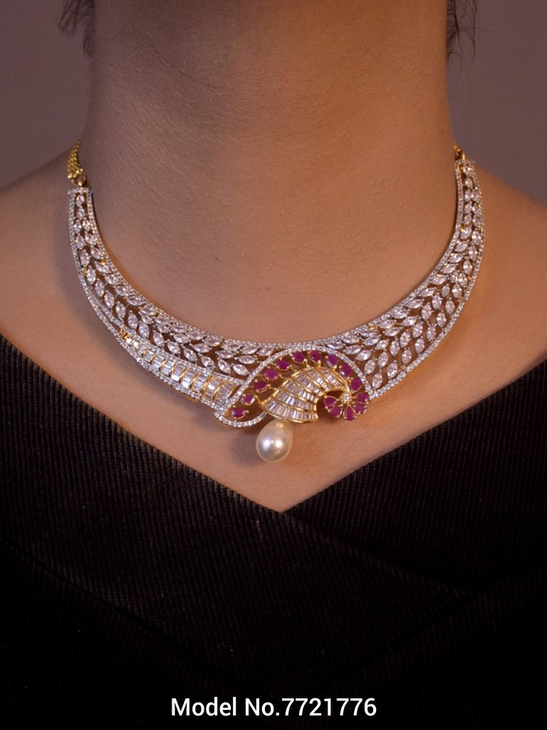 Original Zircon Necklace Set - View 3 - Amaara World