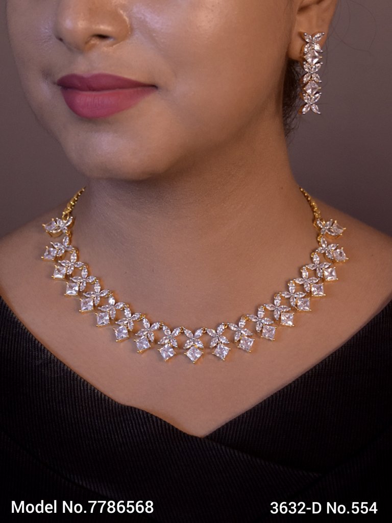Traditional Design | American Diamond Jewelry Set - Style 1 - Amaara World