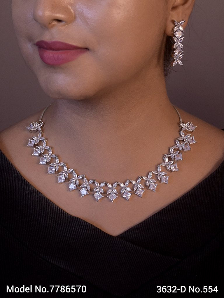 Traditional Design | American Diamond Jewelry Set - Style 2 - Amaara World