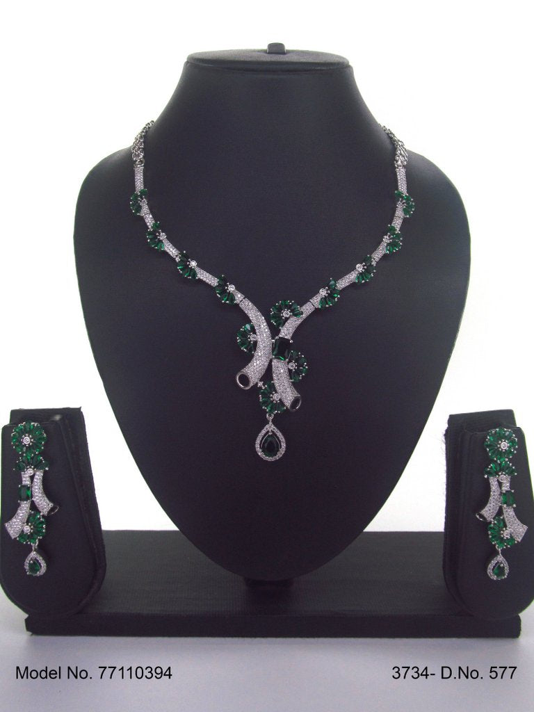 Classic Cz Jewelry Set with Earrings - Style 1 - Amaara World
