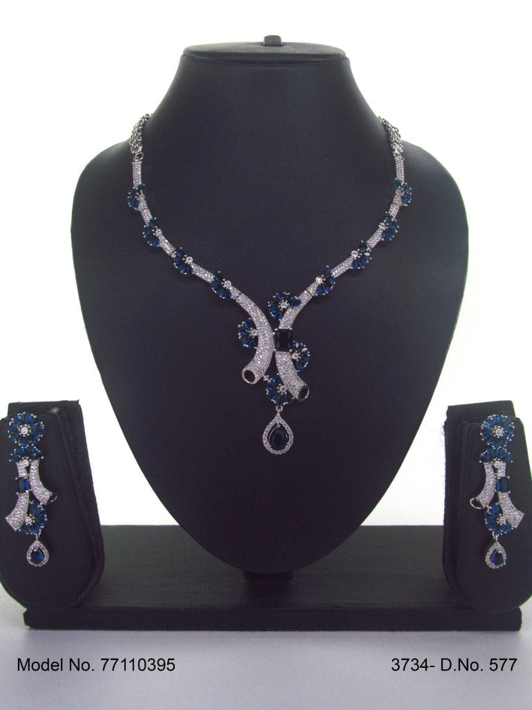 Classic Cz Jewelry Set with Earrings - Style 2 - Amaara World