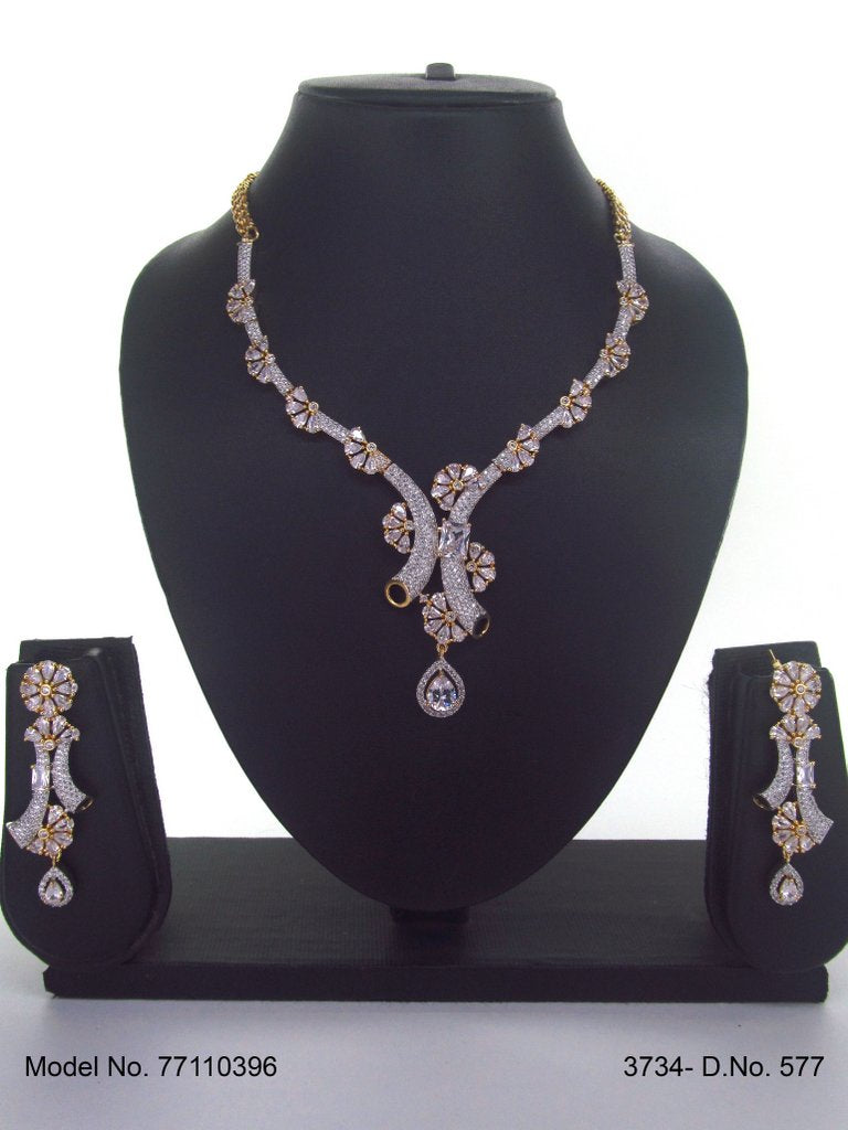 Classic Cz Jewelry Set with Earrings - Style 3 - Amaara World