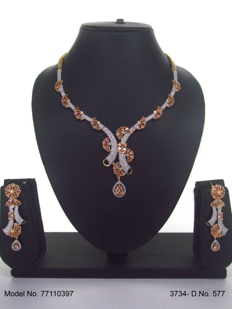 Classic Cz Jewelry Set with Earrings - Style 4 - Amaara World