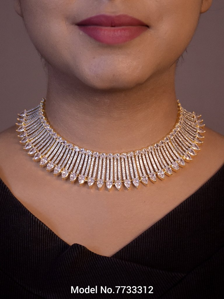American Diamond Necklace Set - 7733312 - View 3