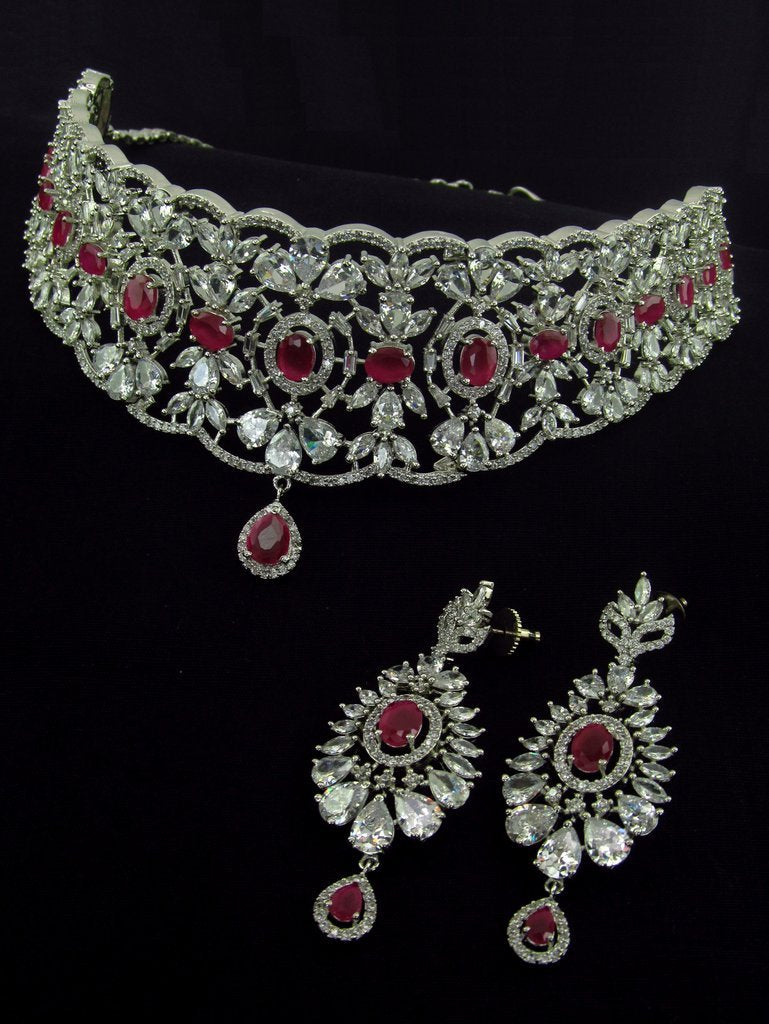 American Diamond Handcrafted Jewelry Set - View 2