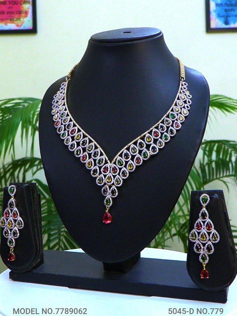 Traditional Design | American Diamond Jewelry Set - Amaara World USA - SKU 7789062