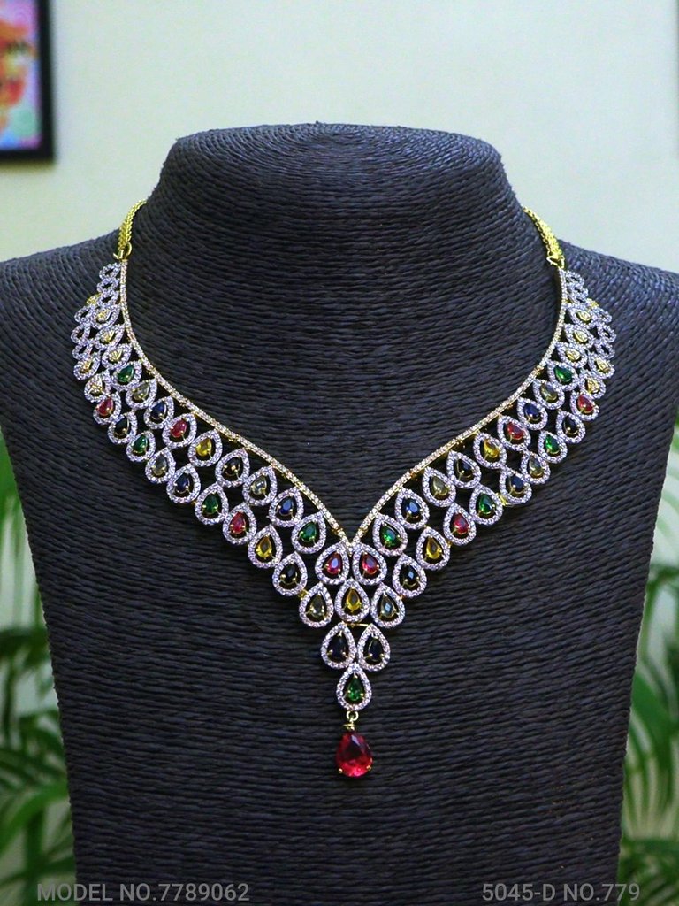 Traditional Design | American Diamond Jewelry Set - View 2 - Amaara World
