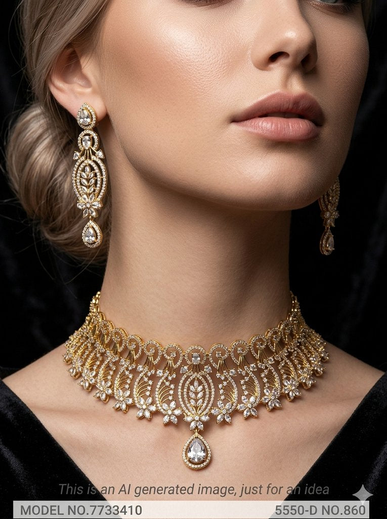 Articfical Diamond AD Necklace Set