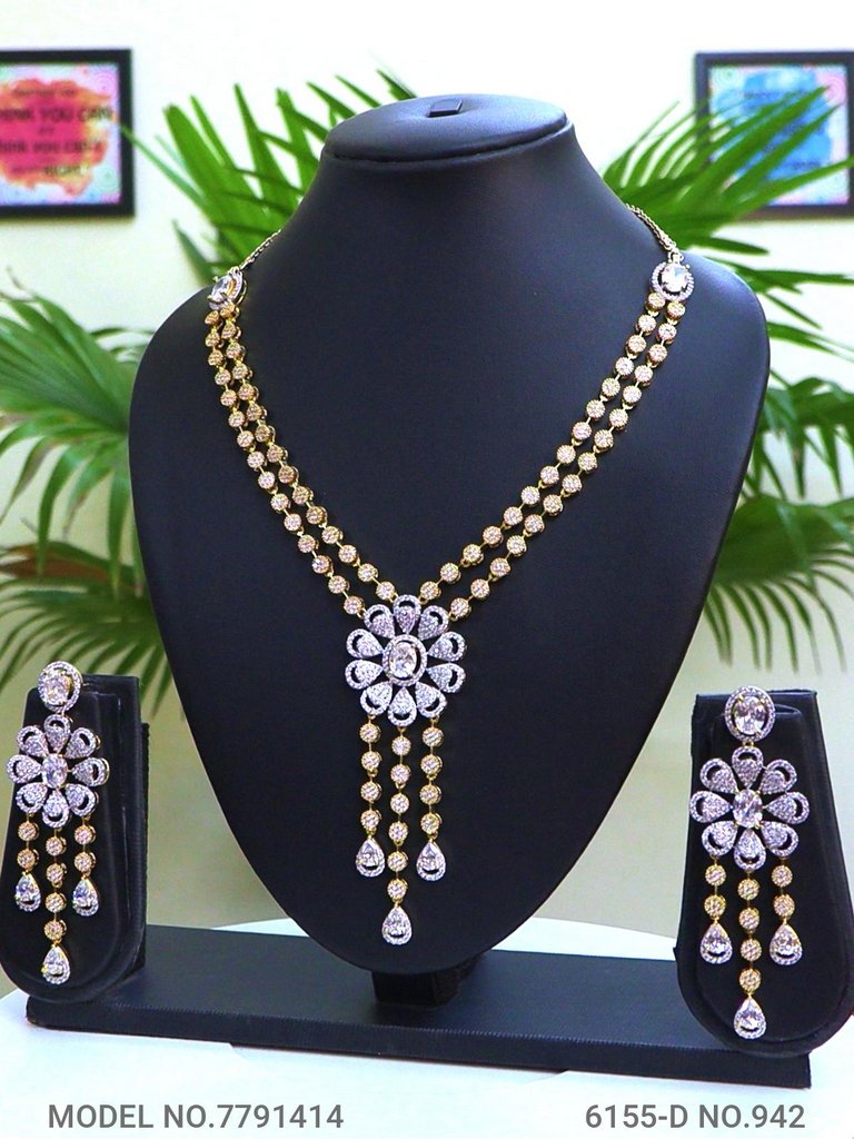 Artificial Diamond Cz Jewelry Set - Style 3 - Amaara World