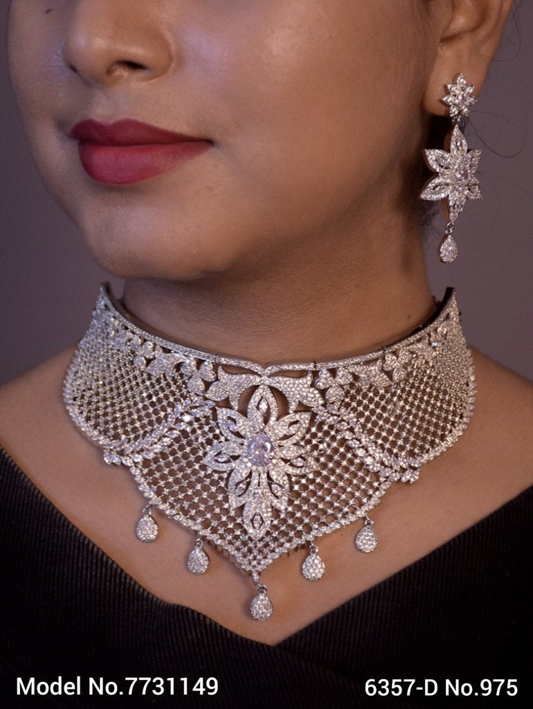 Articfical Diamond AD Necklace Set - 7731149 - View 1