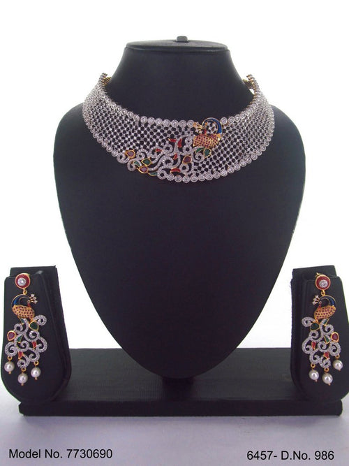 Artificial Diamond Jewelry Set for Brides - 7730690 - View 2